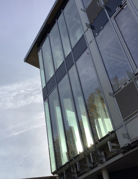 Advanced Glass curtain walling installation at Ty Krishna Temple in Cardiff Bay