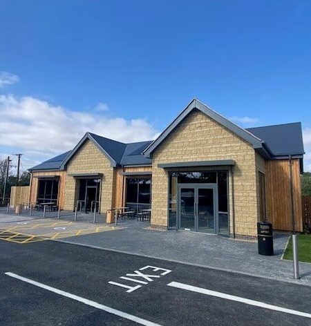1. Curtain walling and aluminium glazing at Ram Jam Services Greetham