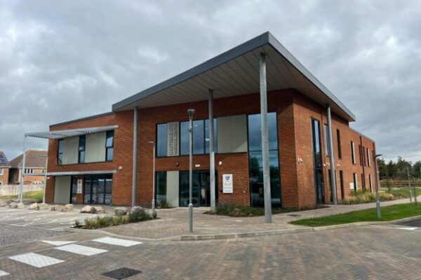 Façade specification for a healthcare project featuring brickwork, modern glazing and external finishes on a newly constructed healthcare building.